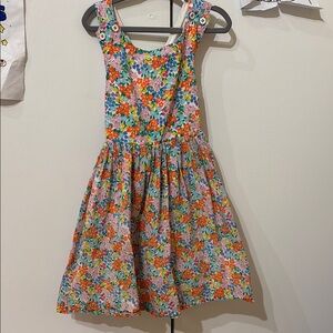 Mini Boden Orange Yellow pink Pleated floral Sundress size 4-5
